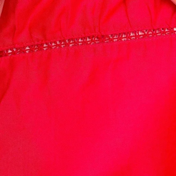 Merlette NY Paradis Eyelet Tiered Midi Dress Sz XXL Pink 100% Cotton Puff Sleeve